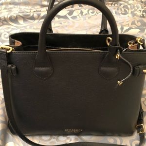 Medium Two Handle Black Leather Burberry Purse